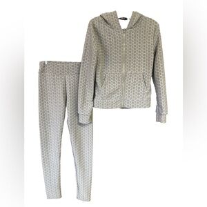 AQ-Sport Gray Honeycomb Zip Hoodie and Leggings Set Faux Fur Lining Small